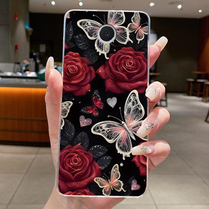 Etui Dla Meizu M3 M5 Note Etui Dla Meizu M3S M5S Tylna Klapka Przezroczyste Luksusowe Motyl Moda Kwiat Miękki TPU Silikonowe Etui na Telefon