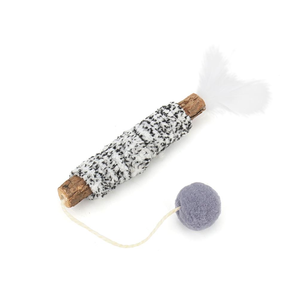 

Feather Cat Toy Rod Plush Ball Rope Wrapped Funny Stick Kitten Pet Toy Supplies