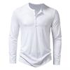 2024 Men's Cotton Button Henley Neck Shirt Long Sleeve Casual Button Solid Color Fashion T-Shirts