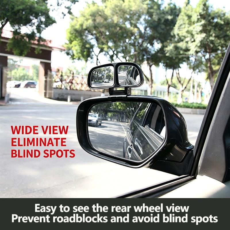 Car Mounted ABS Dual Mirror Blind Spot Rearview Mirror 360° Adjustable Large Field of View High-Definition Wide-Angle Reversing