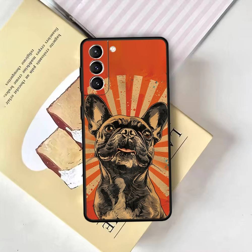 Cartoon French Bulldog Phone Case For Samsung GalaxyA13,21s,22,31,32,52,53,71,72,73,Soft Black Cover Samsung a40
