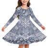 Kids Christmas Print Long Sleeve Dress for Holiday Parties and Everyday Wear