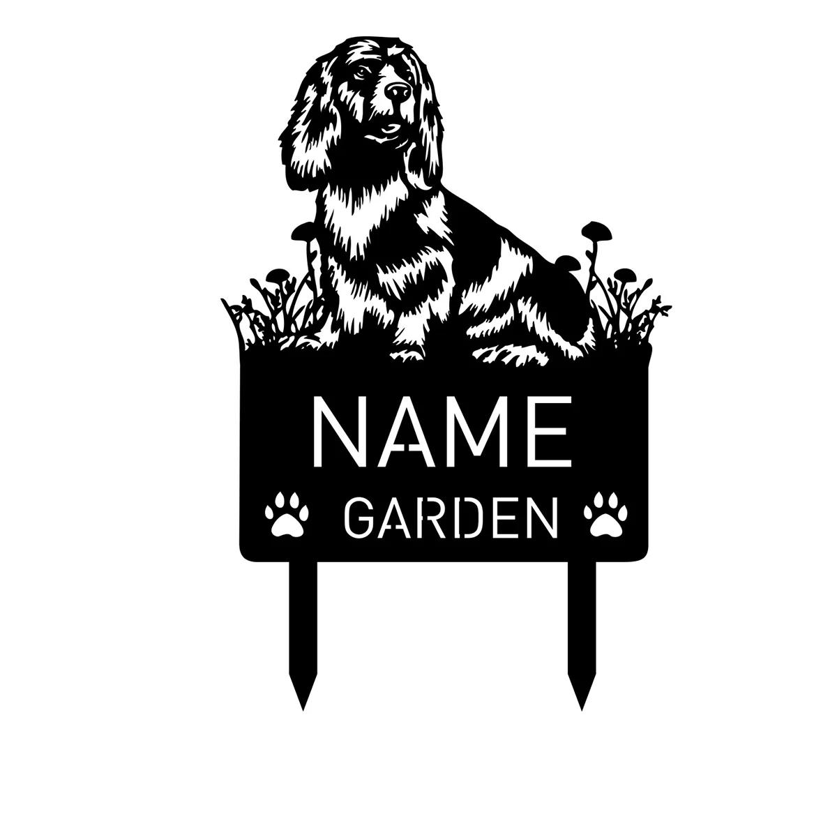 

Personalized Sussex Spaniel Dog Memorial Garden Stake Metal Sign for Pet Grave Remembrance