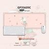 Tech Leather Healing Girl Large Mouse Pad with Cartoon Animal Design - Thick Keyboard and Wrist Rest Desk Mat