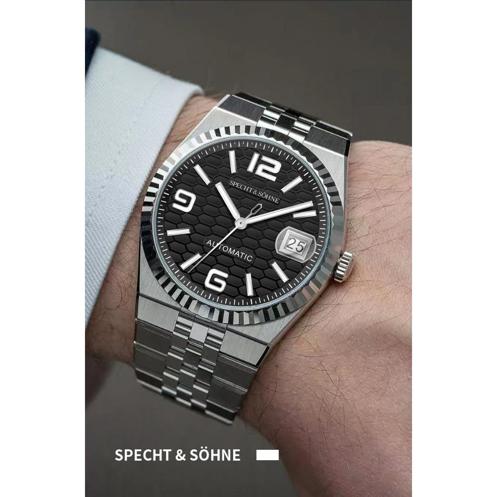 Specht & Söhne New Mens Watches Miyota 8215 Automatic Mechanical Wristwatches Stainless Steel Watch Relogio Masculino 37MM