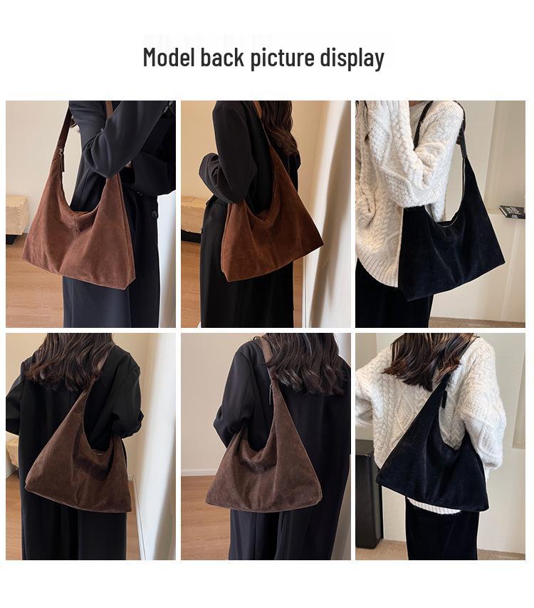 Women's Retro Suede Autumn Tote Bag - Versatile, Large Capacity Shoulder Bag