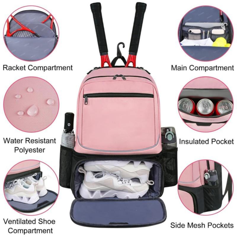 Großer Sportschläger-Rucksack mit separatem Schuhfach und mehrschichtigem Stauraum für Reisen