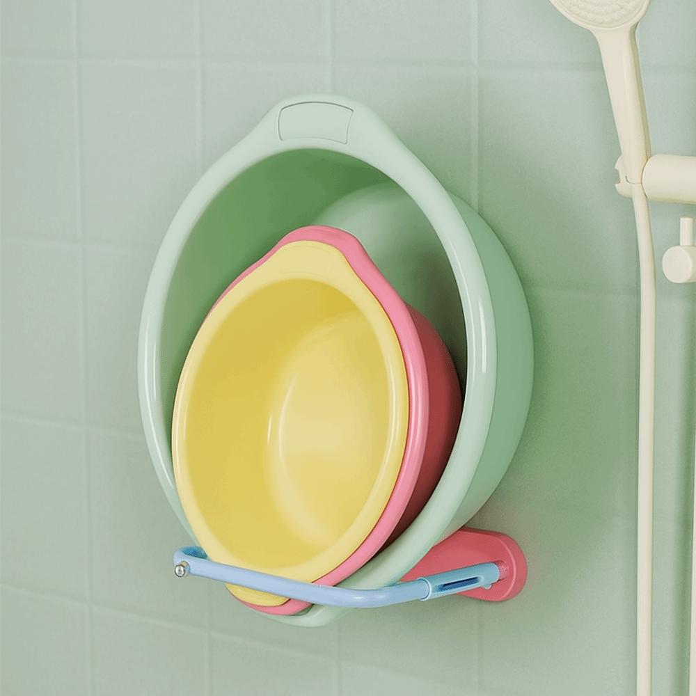 2Pcs No Punching Telescopic Washbasin Rack Plastic Pot Lid Storage Rack  Bathroom