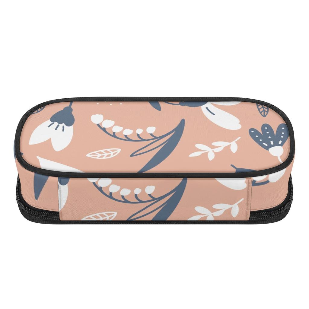 Pen Case Printed 300D Polyester Spacious Storage Smooth Zipper with Main Compartment Mesh Pocket and Pen Slots for Everyday Study