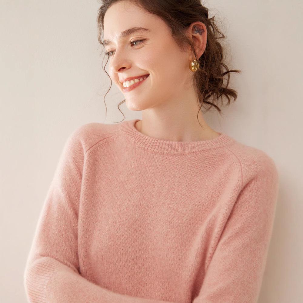 Women's Soft Cashmere Knit Long Sleeve Raglan Sweater - Warm, Loose, Comfortable, Versatile Layering Top