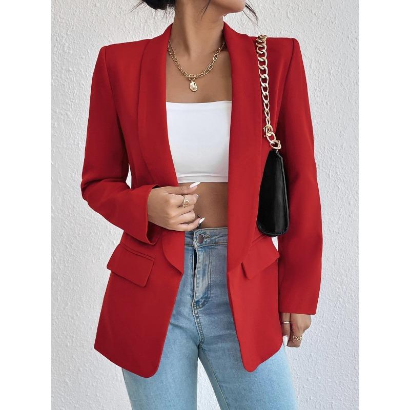 Autumn and Winter Women's Suit Jacket Solid Color Lapel Suit Temperament Commuter Jacket Tops