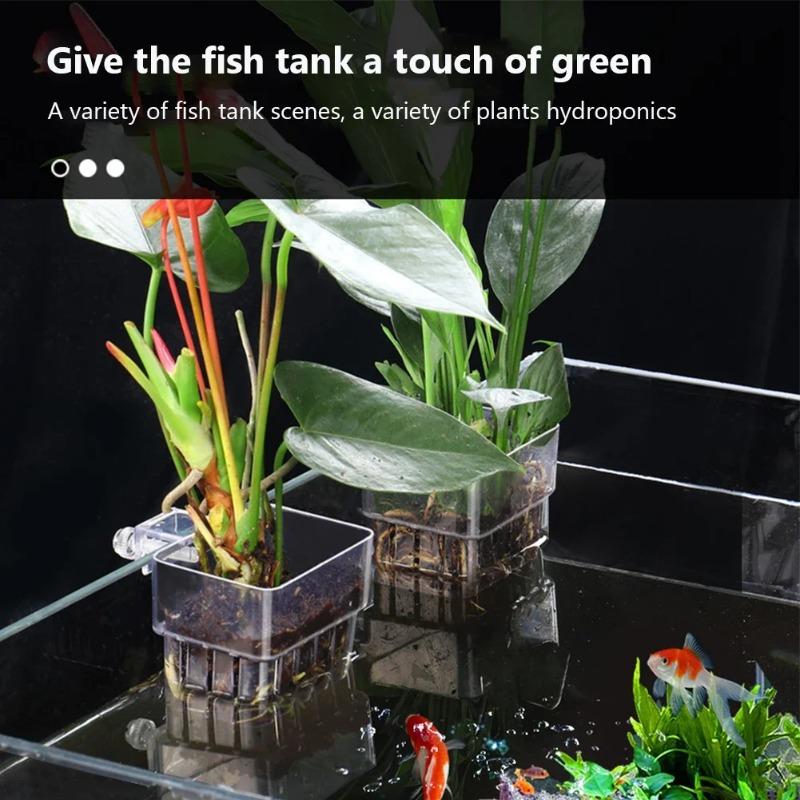 Aquarium transparent plant decoration bracket, water grass cup, multi plant hydroponic basket for fish tank landscape