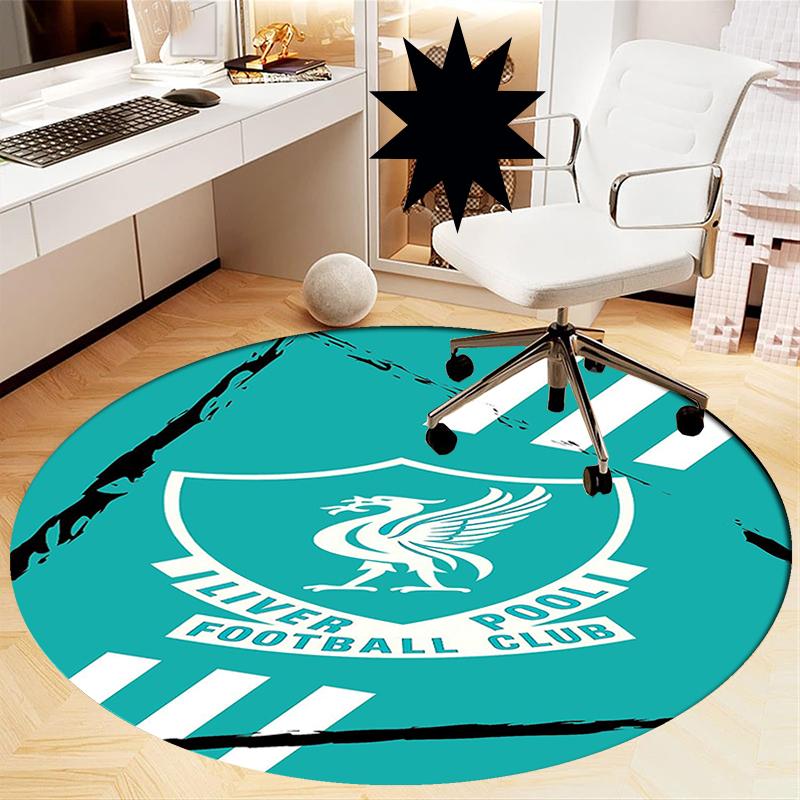 Alfombra Redonda Estampada del Liverpool Football Club Alfombra para Silla Alfombra de Área Felpudos para Entrada, para Silla de Oficina Sala de Estar Dormitorio Cocina.