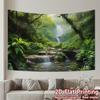 2D Lush Jungle Waterfall Tapestry Misty Stream Backdrop Cloth for Living Room