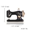 Creative Rhinestone Black Enamel Sewing Machine Brooches For Women Men Vintage Fashion Punk Sewing Instrument Buckle Pin Jewelry