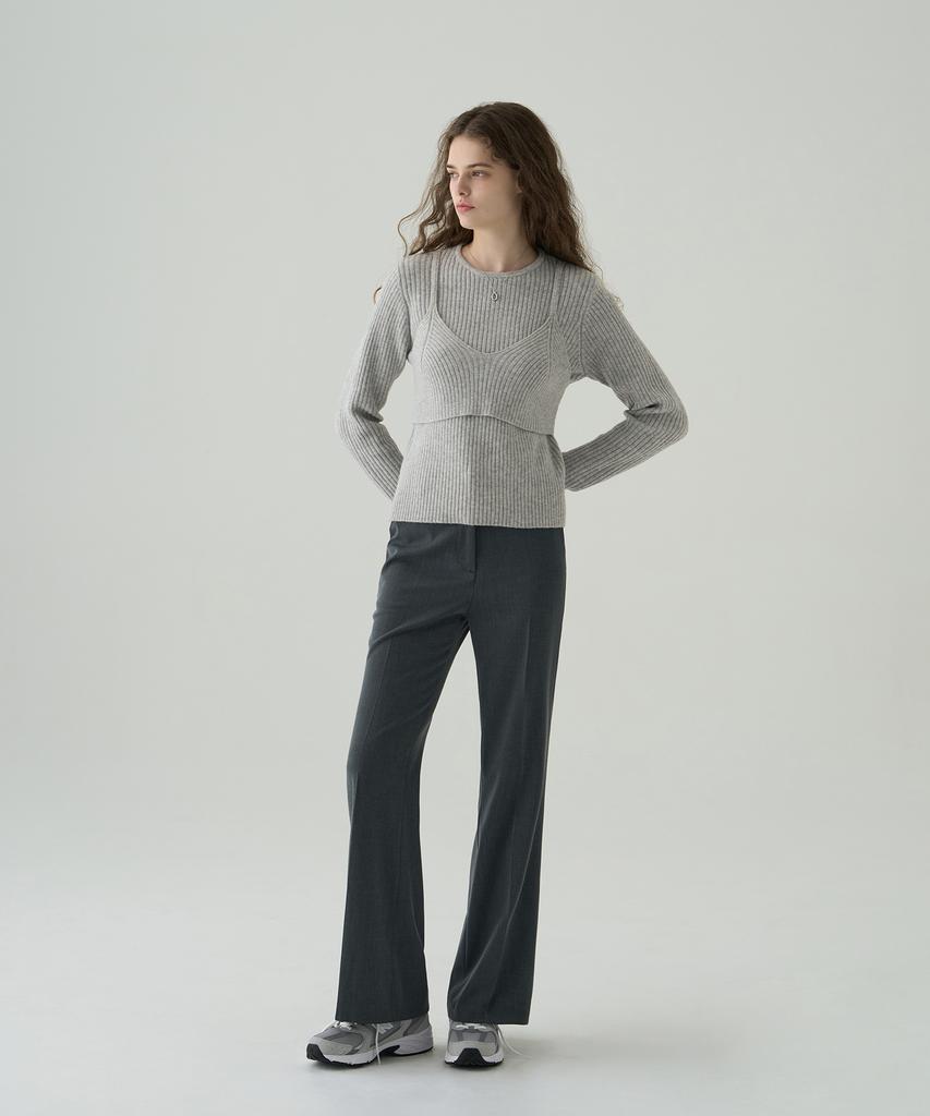 Deuloupisumeon Knotted Layered Bustier Knit [Brown]
