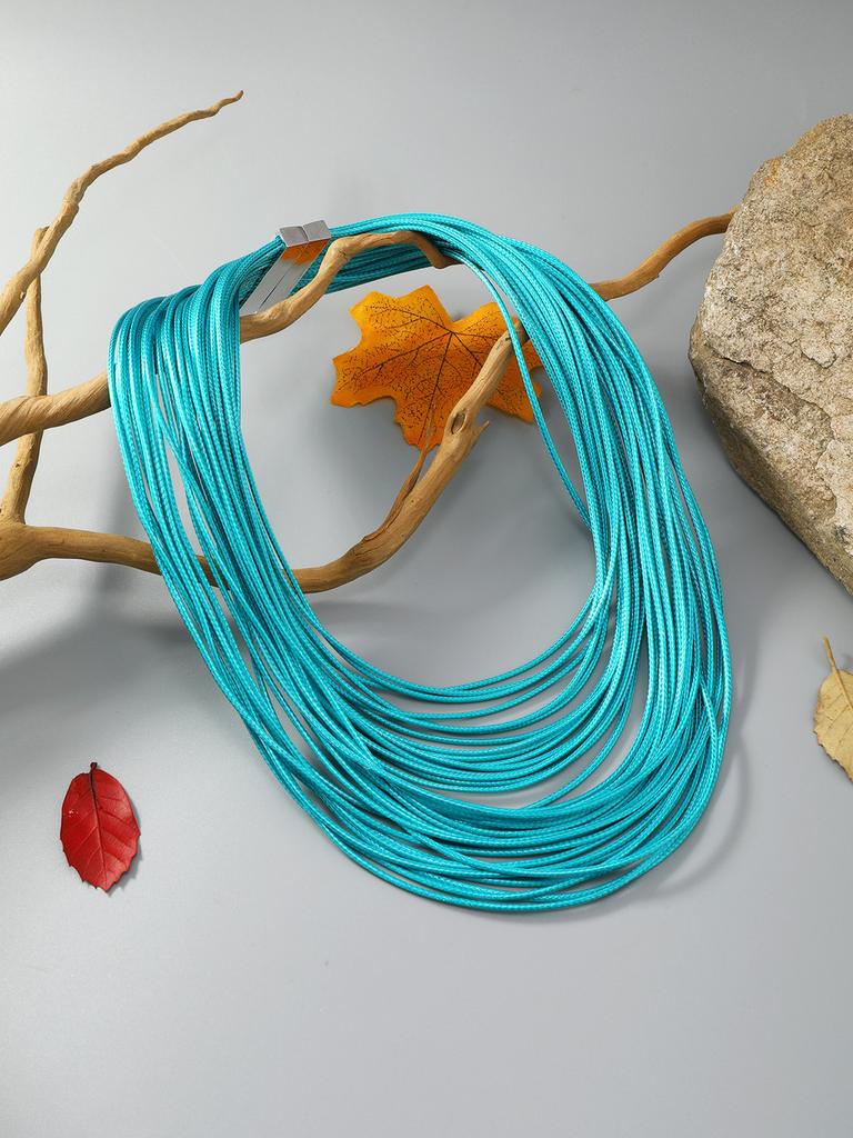 Multilayer Fashion Leather Pendant Necklace With Alloy Details Women Accessories