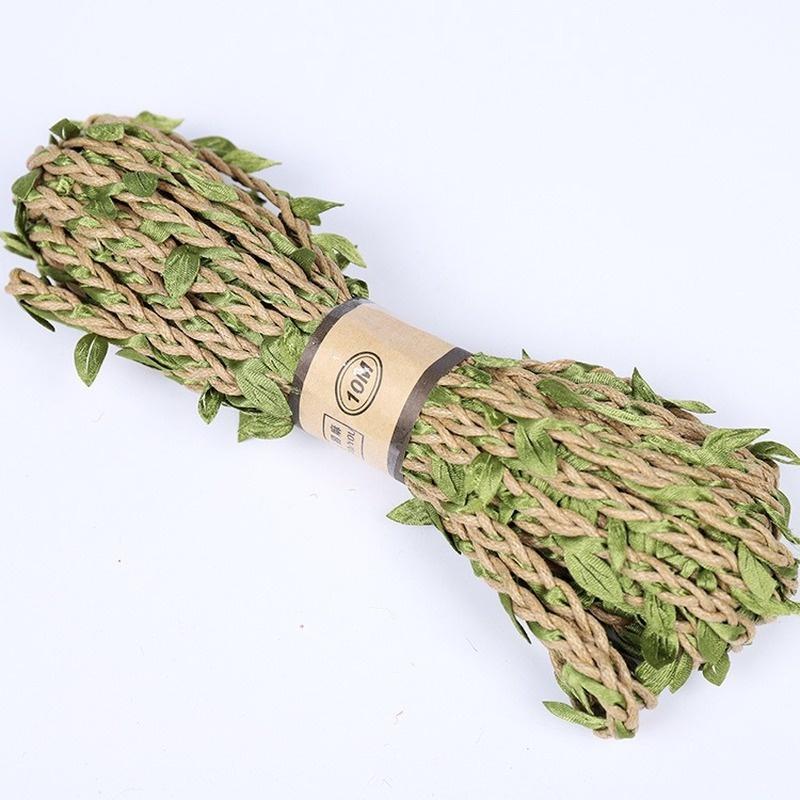 10M DIY Arrival Leaf Rope Natural Hessian Jute Twine Rope Burlap Ribbon DIY Craft Vintage for Wedding Party Decor as the picture