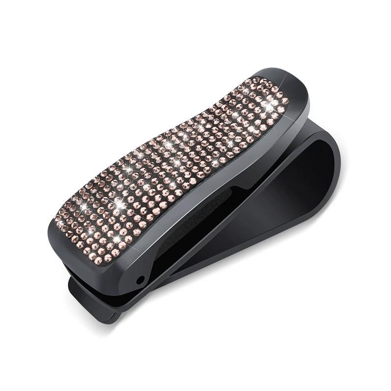 Sun Visor Mount Sunglasses Clip Holder Rhinestone Bracket Portable Sunglasses Car Crystal Clip Decoration Accessories