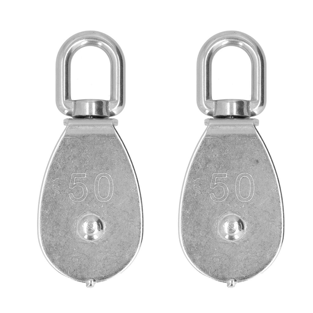 2 szt. Pojedynczy blok linowy Dźwig Stal nierdzewna Lina stalowa Hak do podnoszenia Wiszące Koło holownicze M50