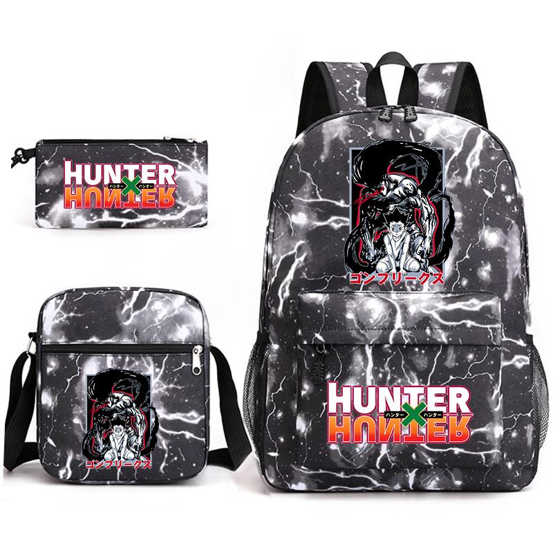 Hunter X Hunter Anime Print Student Backpack Casual Daypack for Boys Girls with Pencil Case 3 Piece Set
