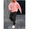 Mens Hooded Fleece Sweatshirt Set Black Letter Print Casual Sportswear Tracksuit