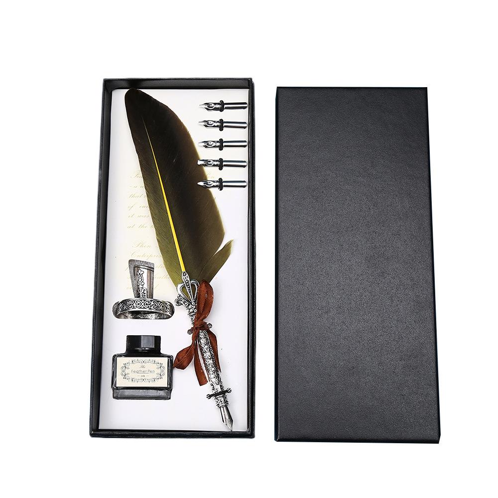 Vintage British Feather Pen Gift Box Mechanical Steampunk Dip Pen Student Graduation Gift