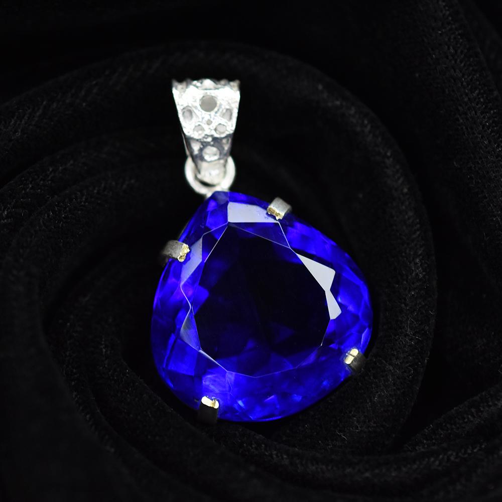Pear Cut 53.5 Ct Blue Topaz 925 Sterling Silver CERTIFIED Gemstone Pendant MY-PD-148-NS