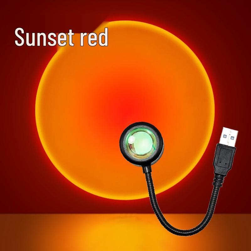 Sunset USB LED Floor Lamp - Colorful Bedroom Ambient Night Light & Photo Projector