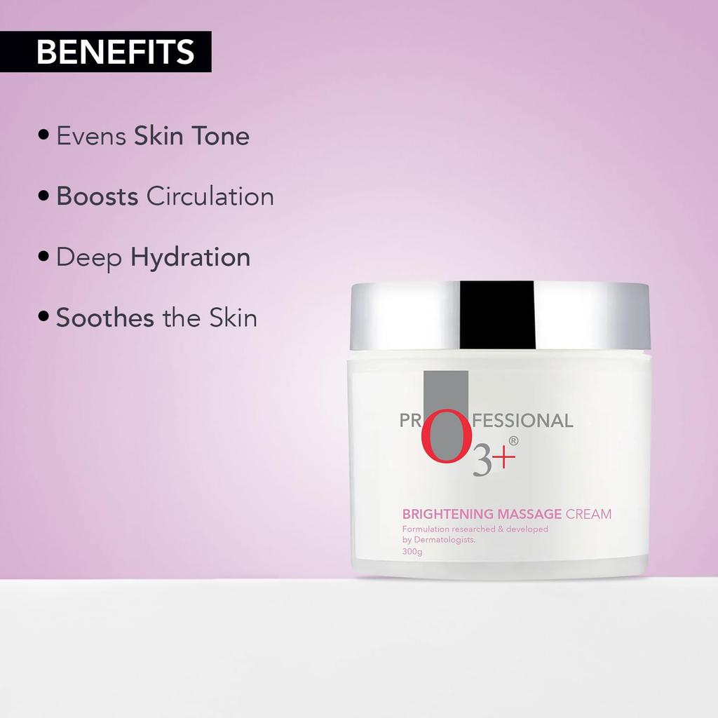 O3+ Whitening Massage Cream 300 G Pack For Radiant Soft Skin With Moisturizing Glow-Boosting Formula For Daily Massage
