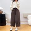 Johnature Japanese Corduroy Wide-leg Pants Women Autumn Loose Versatile Casual Retro Corset Pressed Pleated Pants