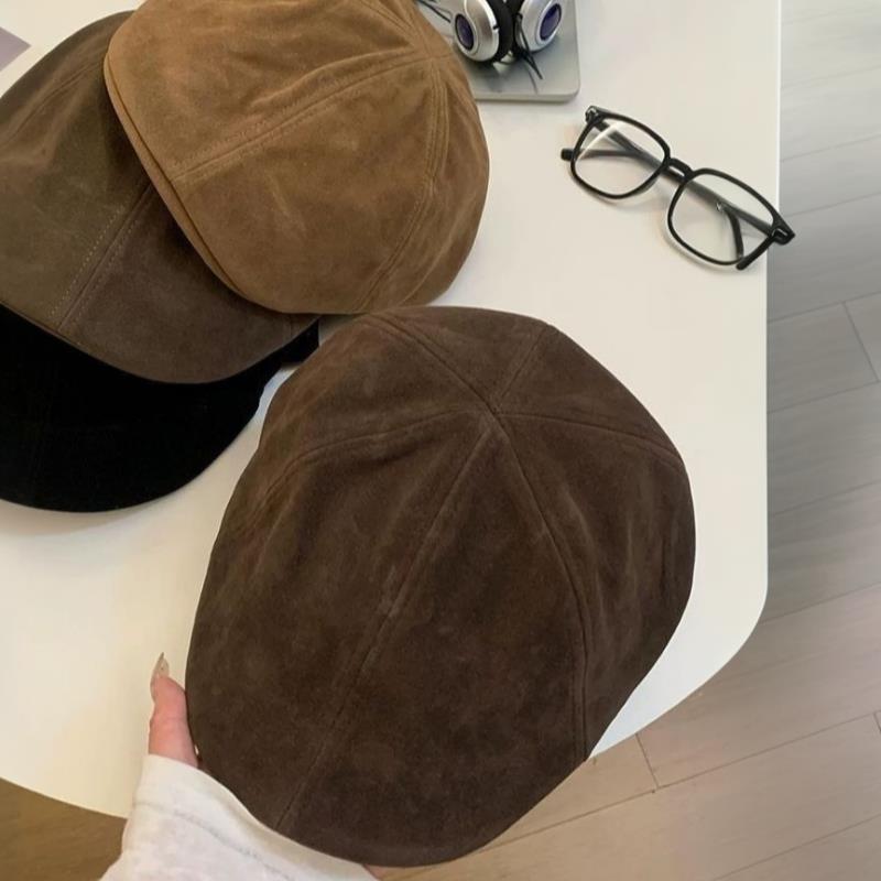 Retro Faded Suede Beret Hat Men Women Casual Fashion British Style Newsboy Cap Warmth Ball Hats Adjustable Classic Painter Caps