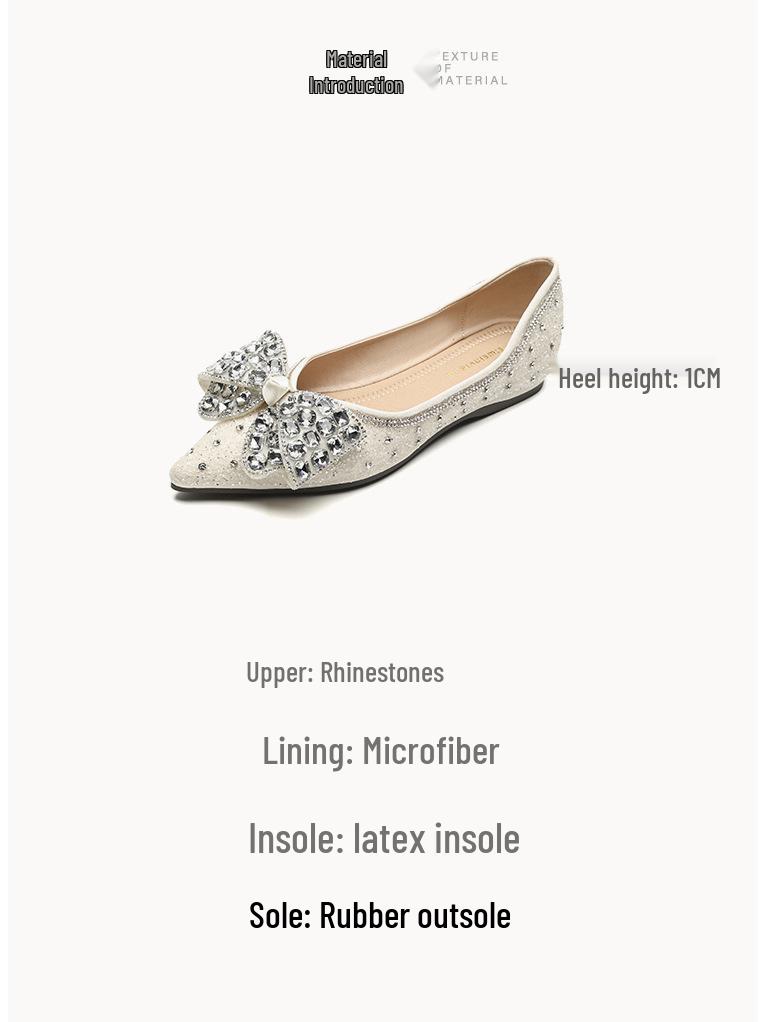 Weiwei Girl 5933-8 Rhinestone Pointed Toe Flats Low-Cut Slip-On Moccasins 2023