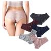 Pureseek Women's Plus Size Lace T-Back Panties with Ribbon, Sexy 5-Piece Set (XL, 5 Colors)