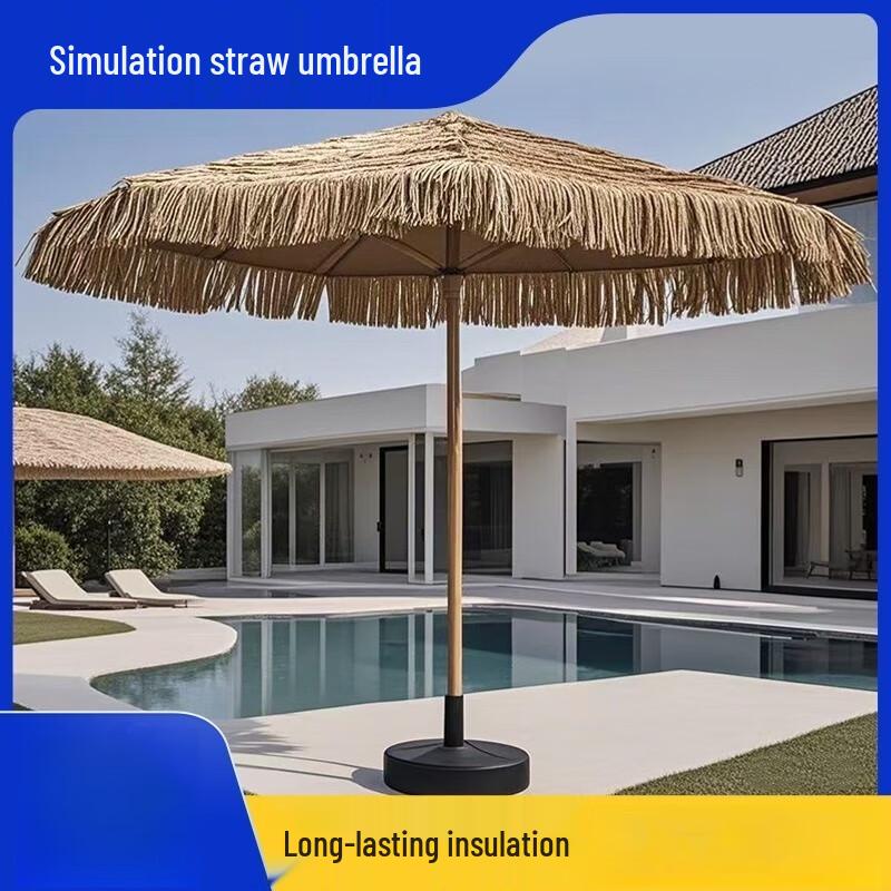Outdoor Thatched Folding Sun Umbrella