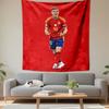 Dani Olmo Spain National Football Team Number 10 Celebrating Wall Tapestry Red Jersey Vector Soccer Star Fan Decor for Man Cave Gift