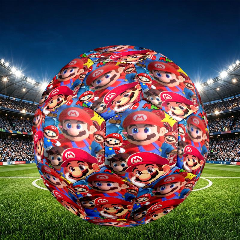Super Mario Print Size 5 Soccer Ball, PU Wear Resistant Football for Match Training and Daily Practice, Birthday Gift for Soccer Fans