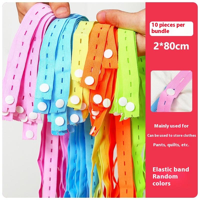 10 pièces Bandes Élastiques Nylon Avec Trou Bouton Bande Élastique Bricolage Couture Vêtement Pantalon Accessoires Organisateurs