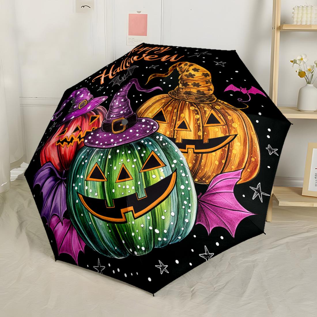

Halloween Spooky Web Design Automatic Umbrella Compact 8 Rib Design Sturdy Construction Travel Essential Stylish Accessory Stylish Gift for Women