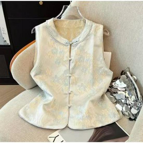 

Elegant Women s Spring & Autumn 2026 Chinese Style Vest - Fashionable Mother s Outerwear XL слонова кістка