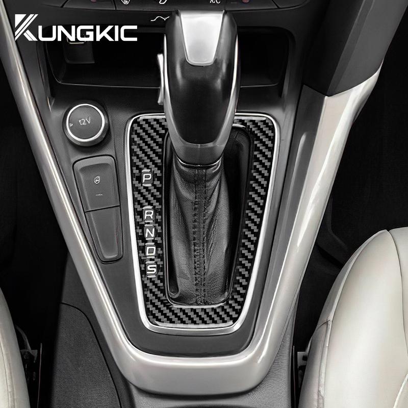 Real Soft Carbon Fiber For 2015 2016 2017 2018 Ford Focus SE Car Gear Shift Panel Sticker LHD Interior Trim Accessories.