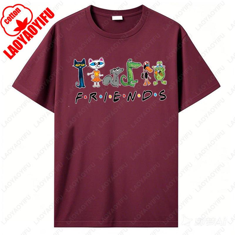 Women Shirt The Pete Cat Friends Children's Book T-Shirt Groovy Cat Sweatshirt Kindergarten Teacher Tees Cotton Tops Ropa Mujer