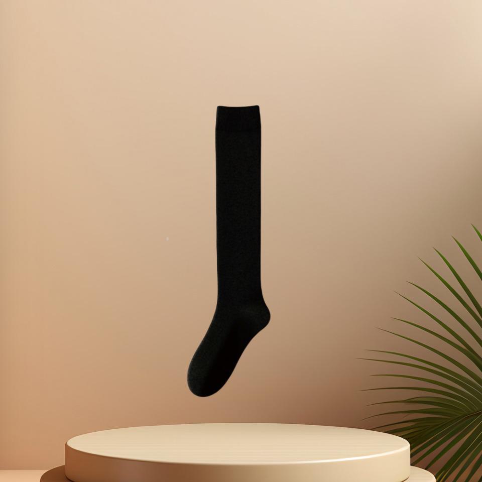 

Женские японские носки JK Black Calf Slimming Mid-Tube Socks - Весна и лето Тонкие однотонные универсальные носки чёрный