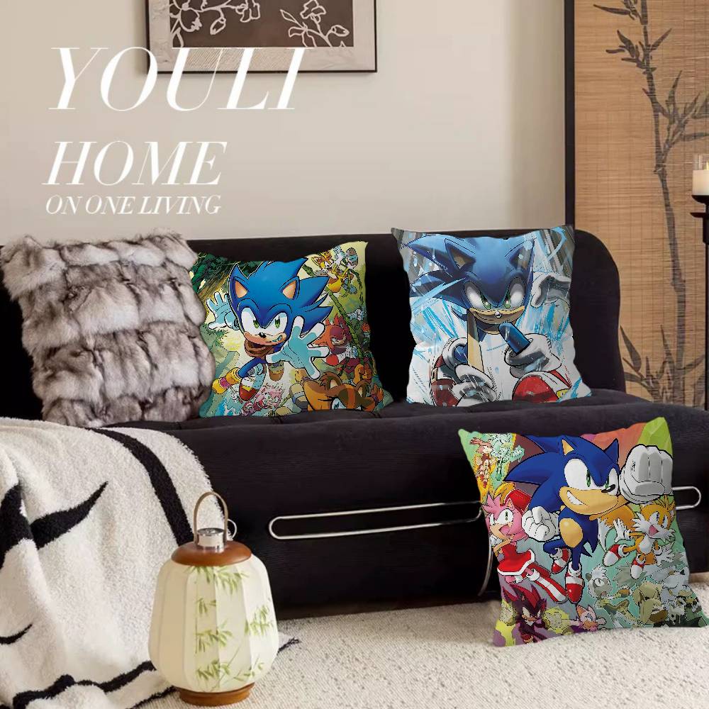 Classic Anime S-Sonic Cushion Cover Polyester Sofa Cushions Decorative Throw Pillows Home Decoration Pillowcover