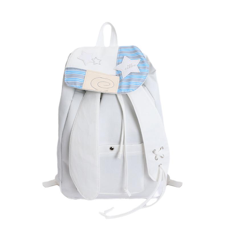 Schoolbag Korean version ins versatile plaid backpack female niche design cartoon cute rabbit ears casual student schoolbag