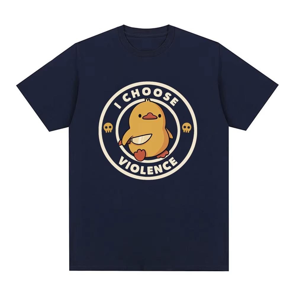 I Choose Violence T Shirt Funny Duck Humor Slogan Print Short Sleeve Tshirts Men Women Cotton Loose Oversized Tshirt Cotton