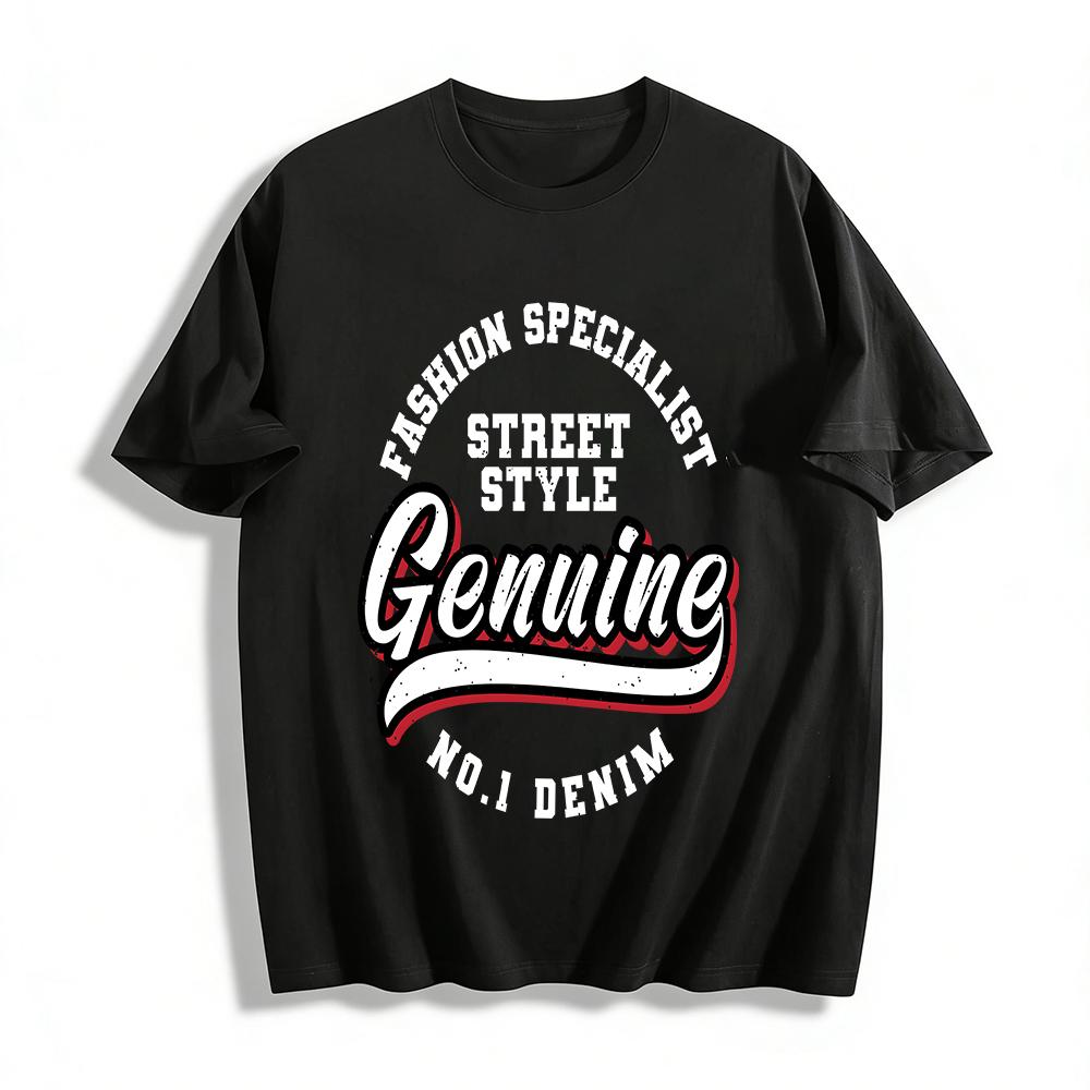 

Vintage Genuine Letter Print Casual Loose Crew Neck Short Sleeve T-Shirt Pure cotton T-shirt XXS