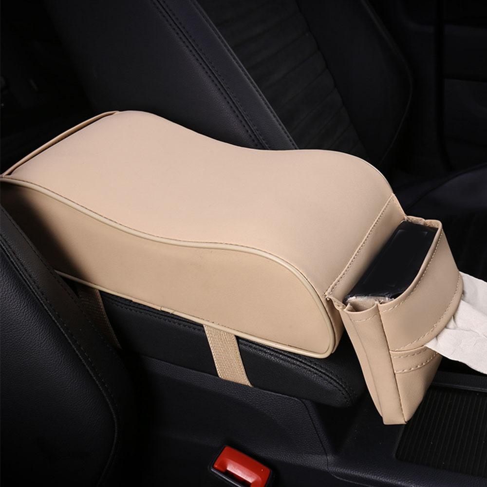 Leather Auto Protection Cushion with Pocket Arm Rest Protector Mat Car Armrest Pad  Central Console