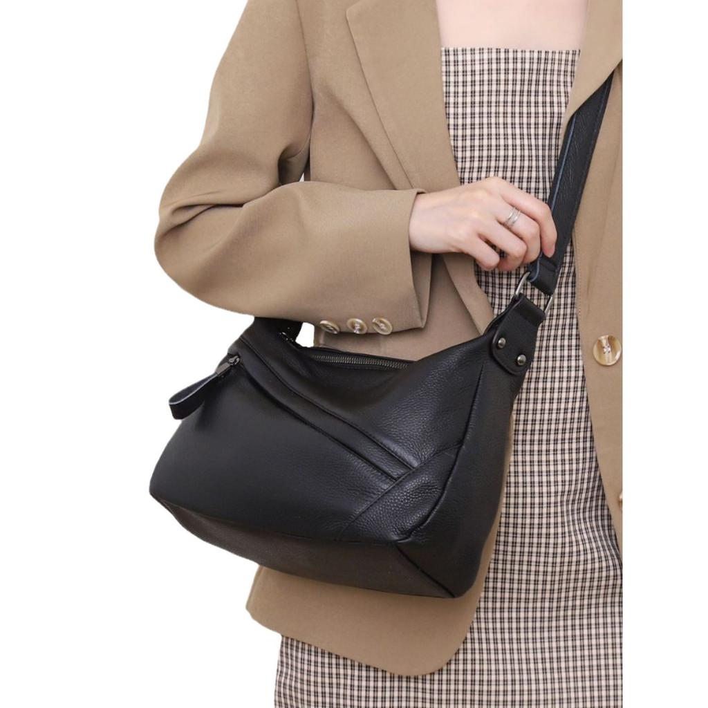 Cowhide Shoulder Women's Bag Large Capacity, Women's Fashion Simple Tote Bag Practical Commuter Bag Multi-compartment Soft