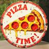 Vintage Retro Pizza Lover 8 Inch Round Tin Sign Pepperoni Cheese Slice Metal Wall Art Kitchen Restaurant Man Cave Decor